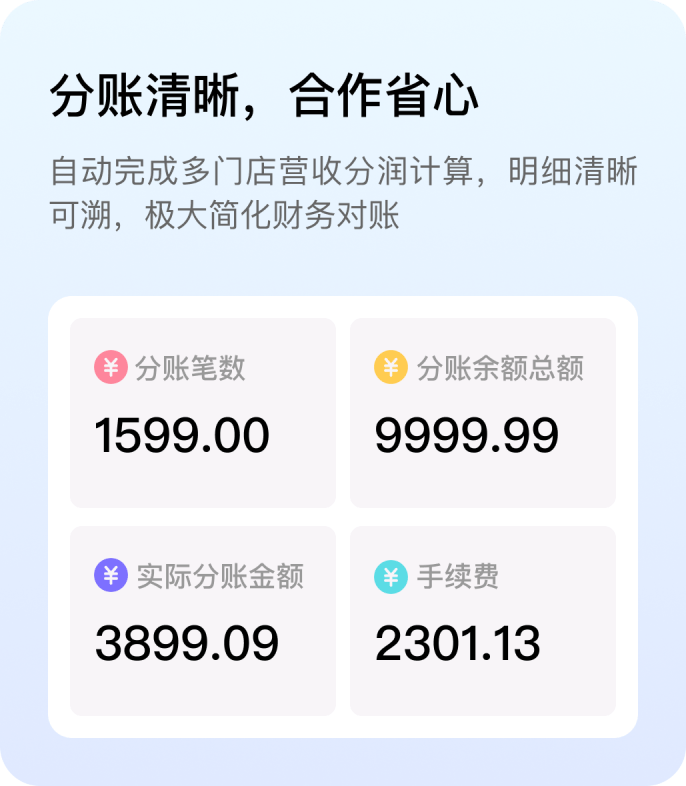 分账清晰，合作省心